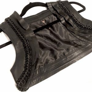 6126 Lamb Leather Open Vest-Like Top